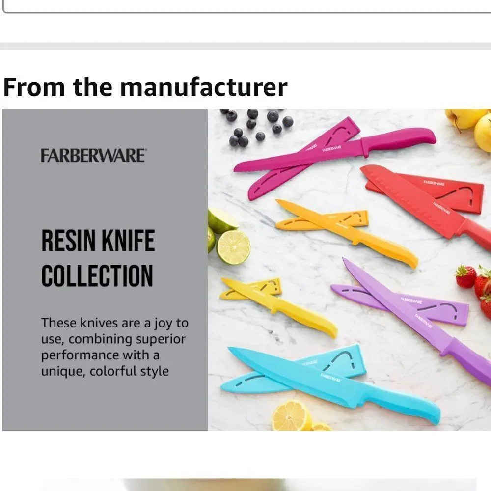 New in Box Farberware Resin Cutlery Knife Colorful Pastel Cool 12-piece Set